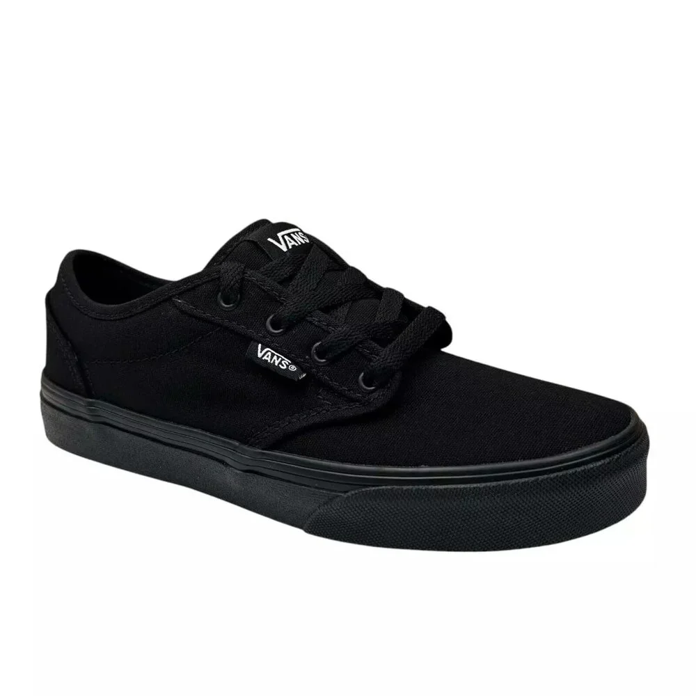 Vans Atwood Youth Boy's/Girl's‎ Canvas Shoes Size 3 Solid Black Low Top Lace up
